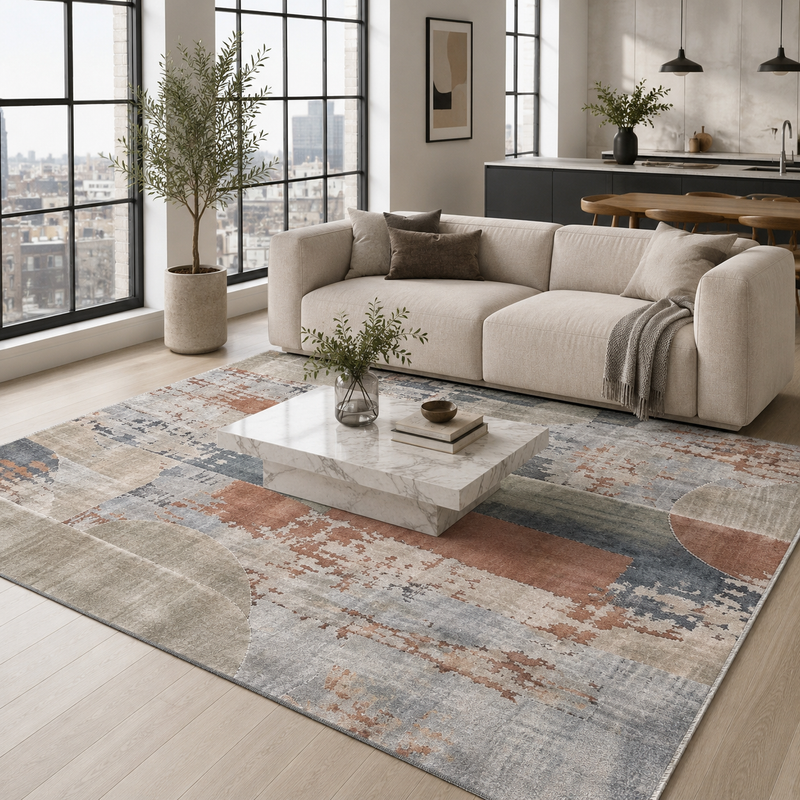 Mosaic Navy – washable rug