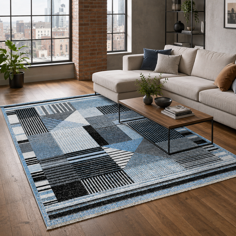Modulus Navy – washable rug