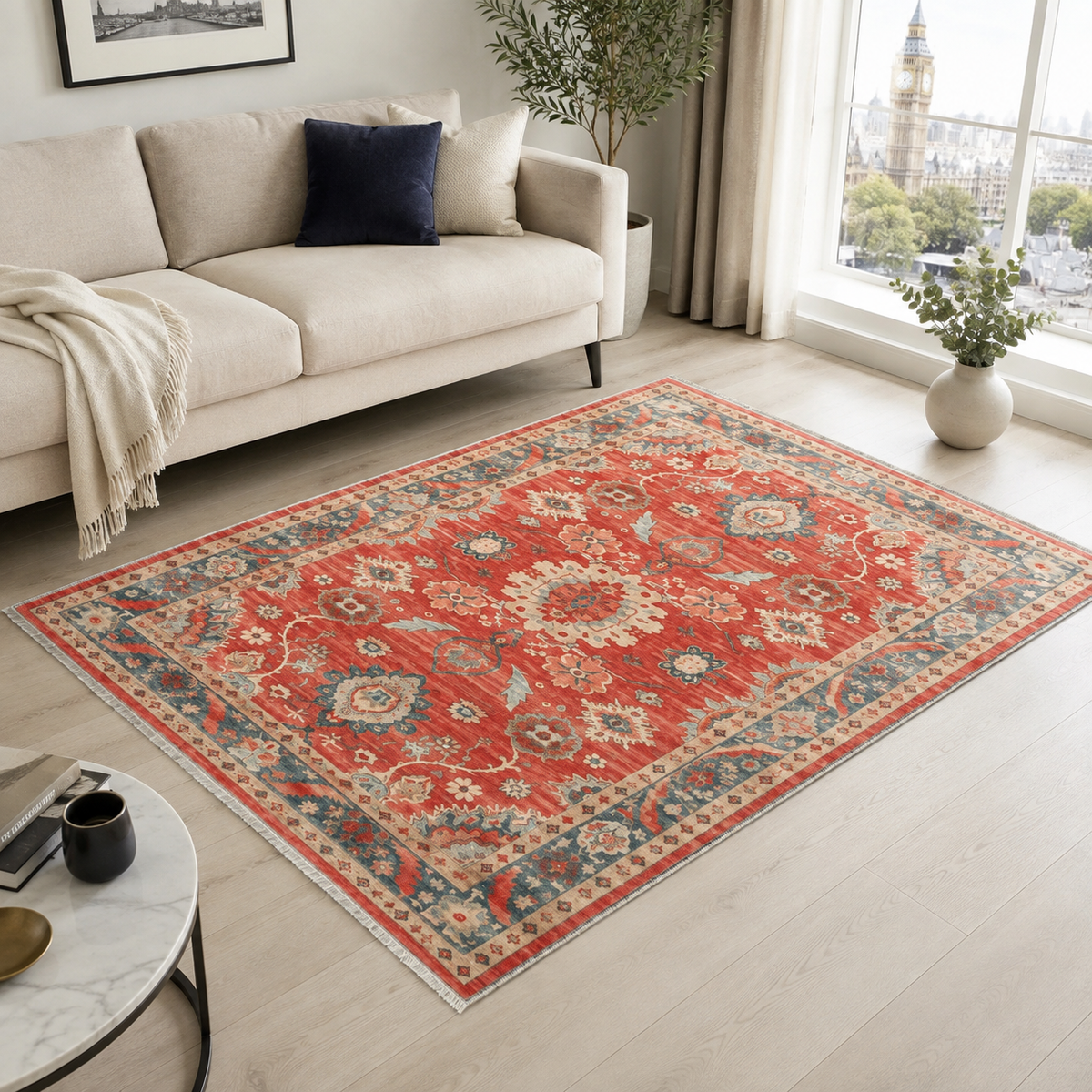 Konya Burgundy – washable rug
