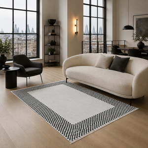 Quadrant Pewter – washable rug