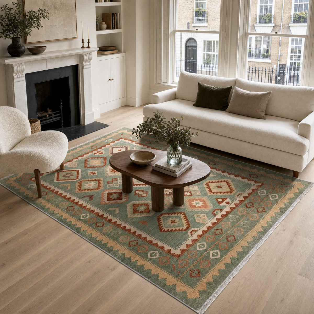 Kazak Sage – washable rug