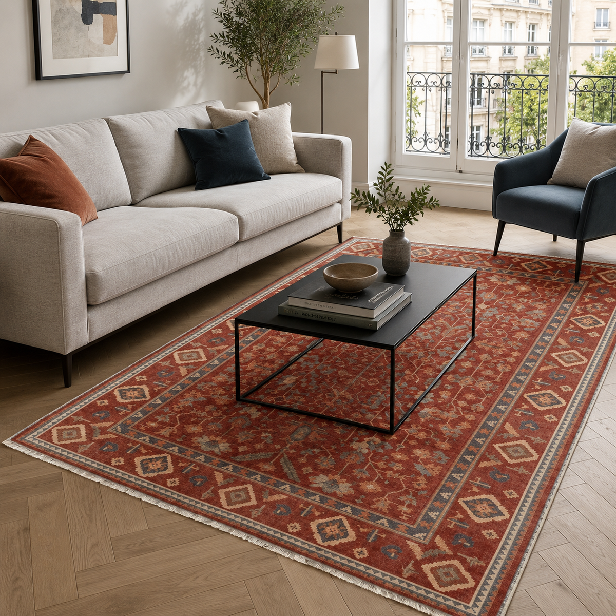 Kilim Claret – washable rug