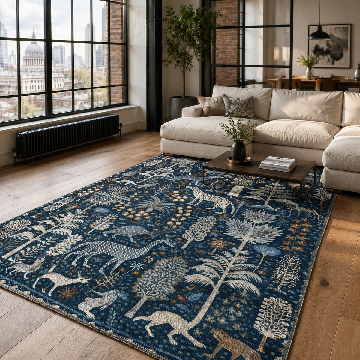Seljuk Azure – washable rug