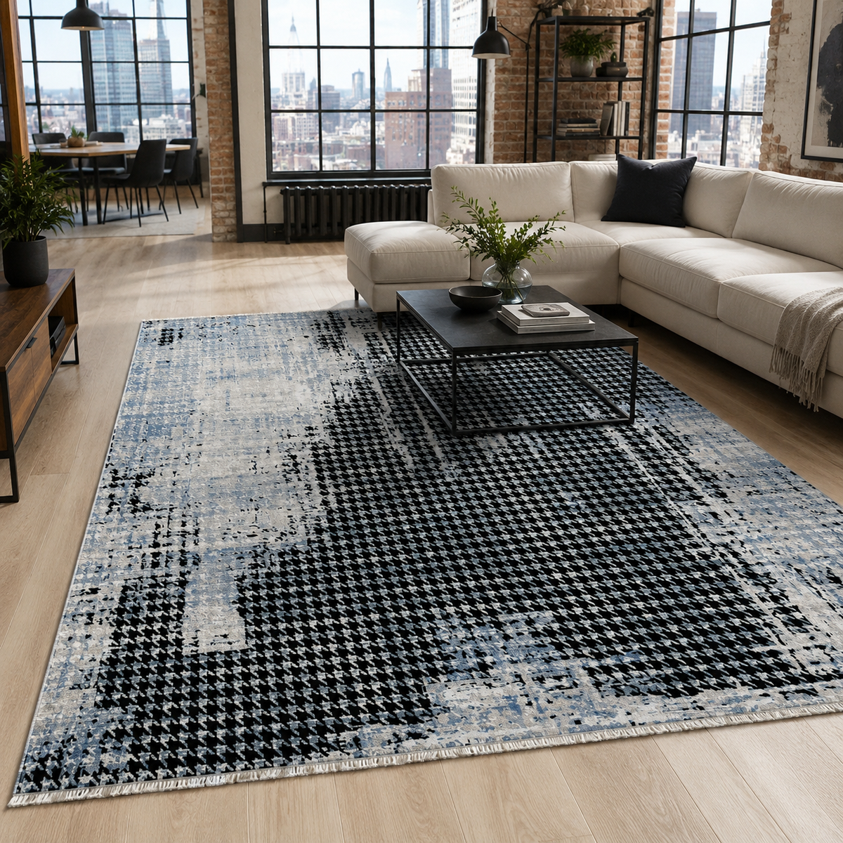 Aperture Navy – washable rug