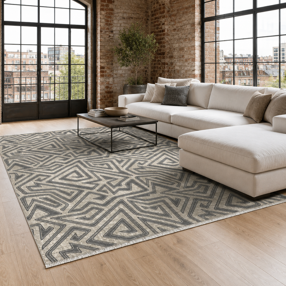 Lattice Cocoa – washable rug