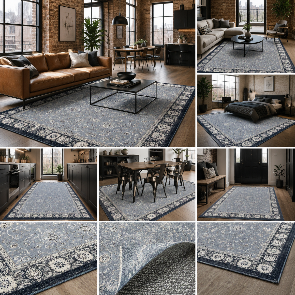 Konya Navy – washable rug