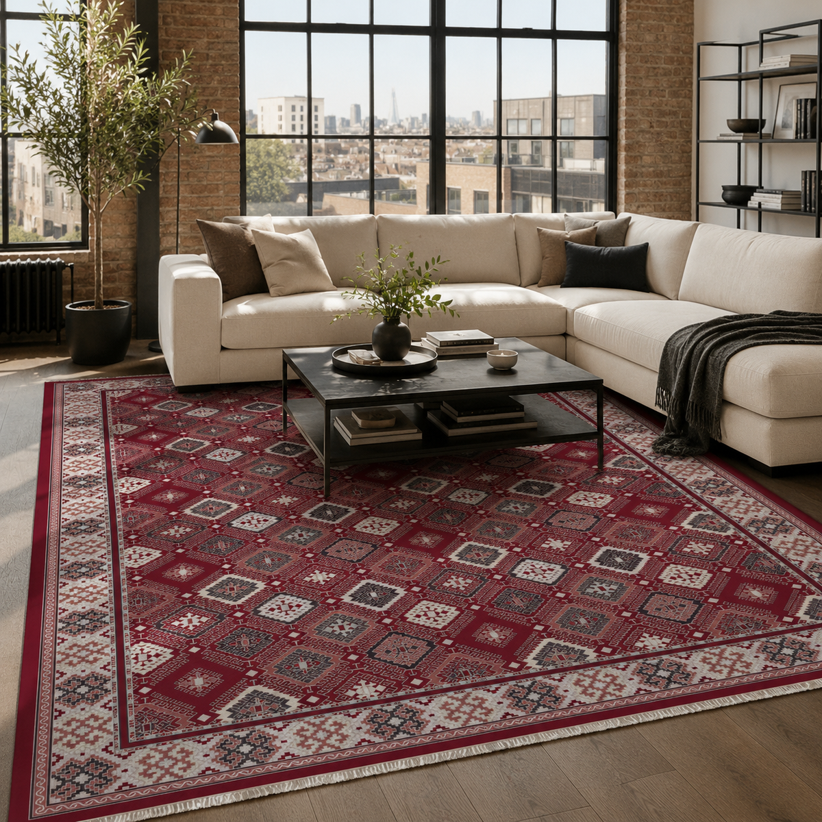 Yomut Rust Red – washable rug