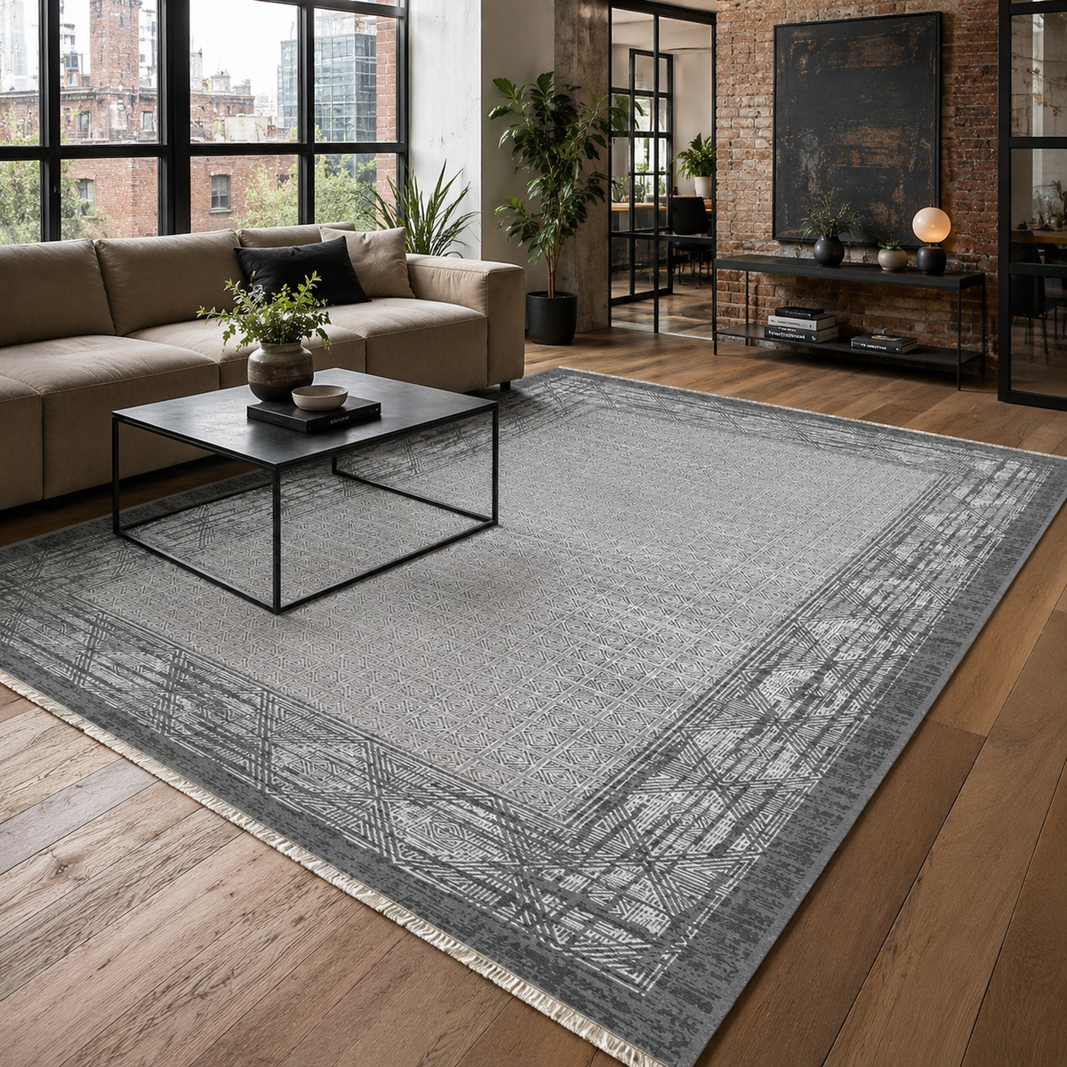 Isparta Pewter – washable rug