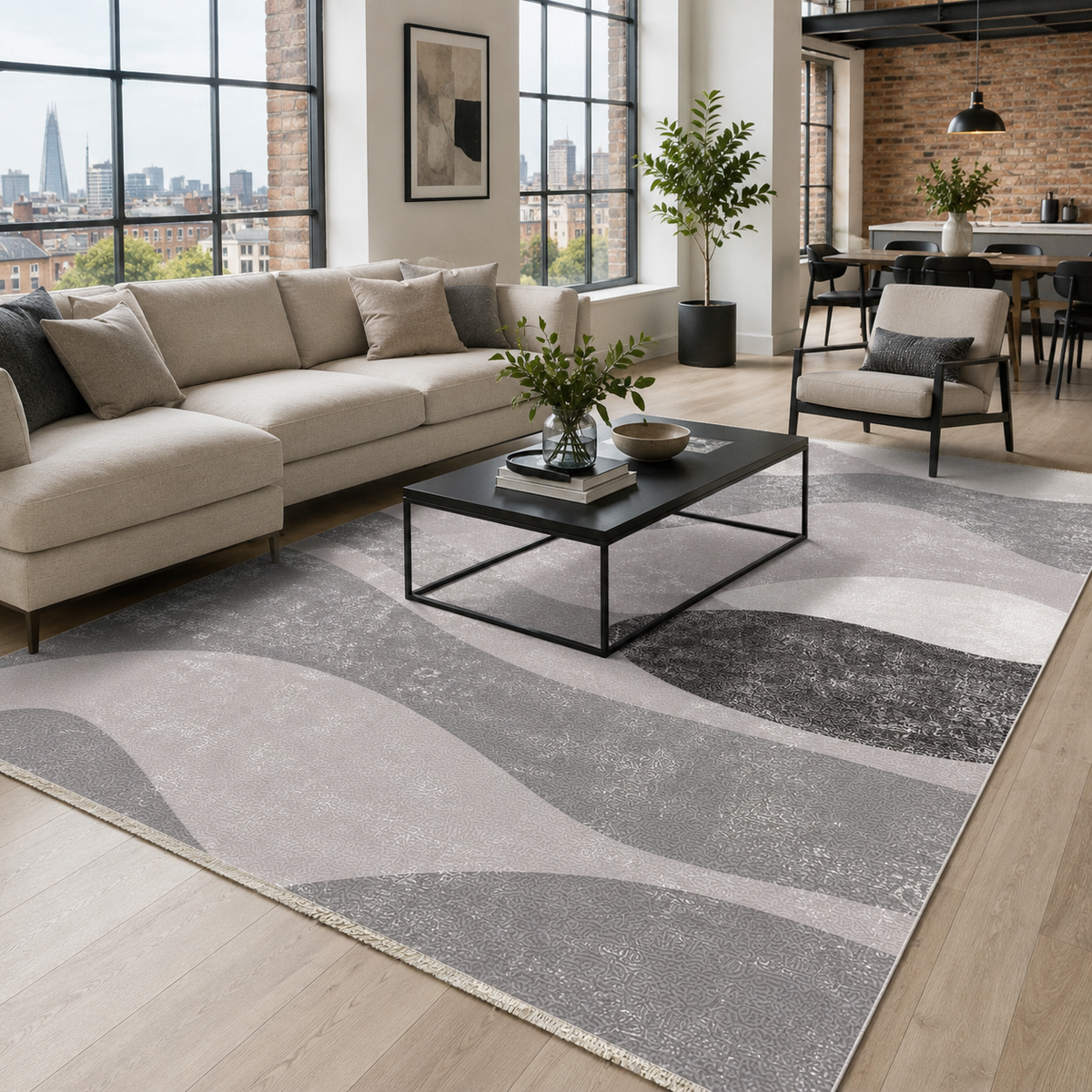 Polygon Slate – washable rug