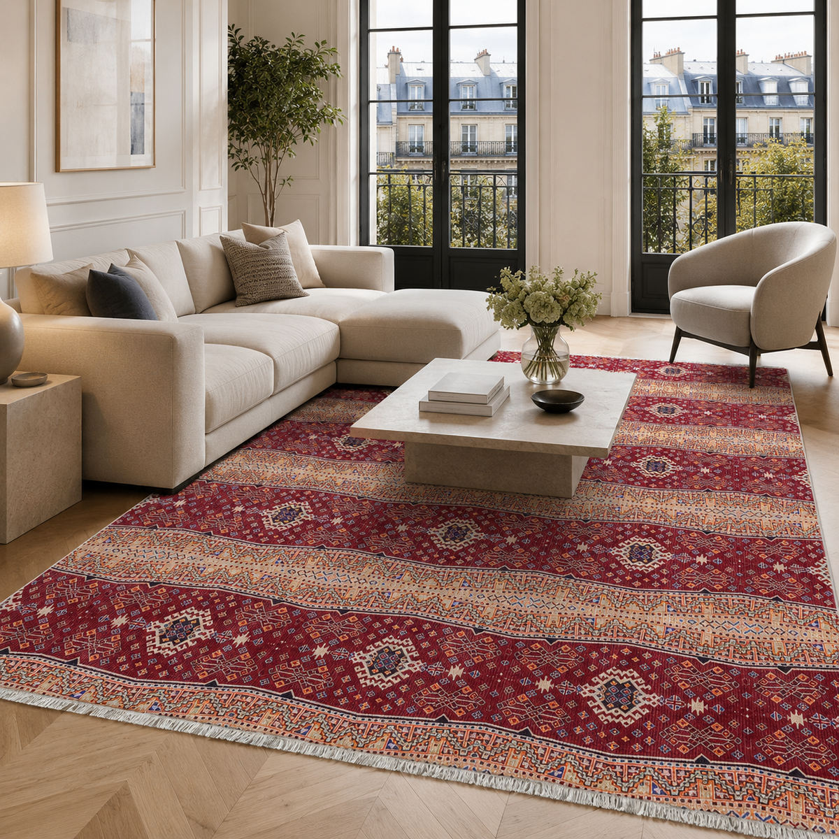 Pergamon Rust Red – washable rug
