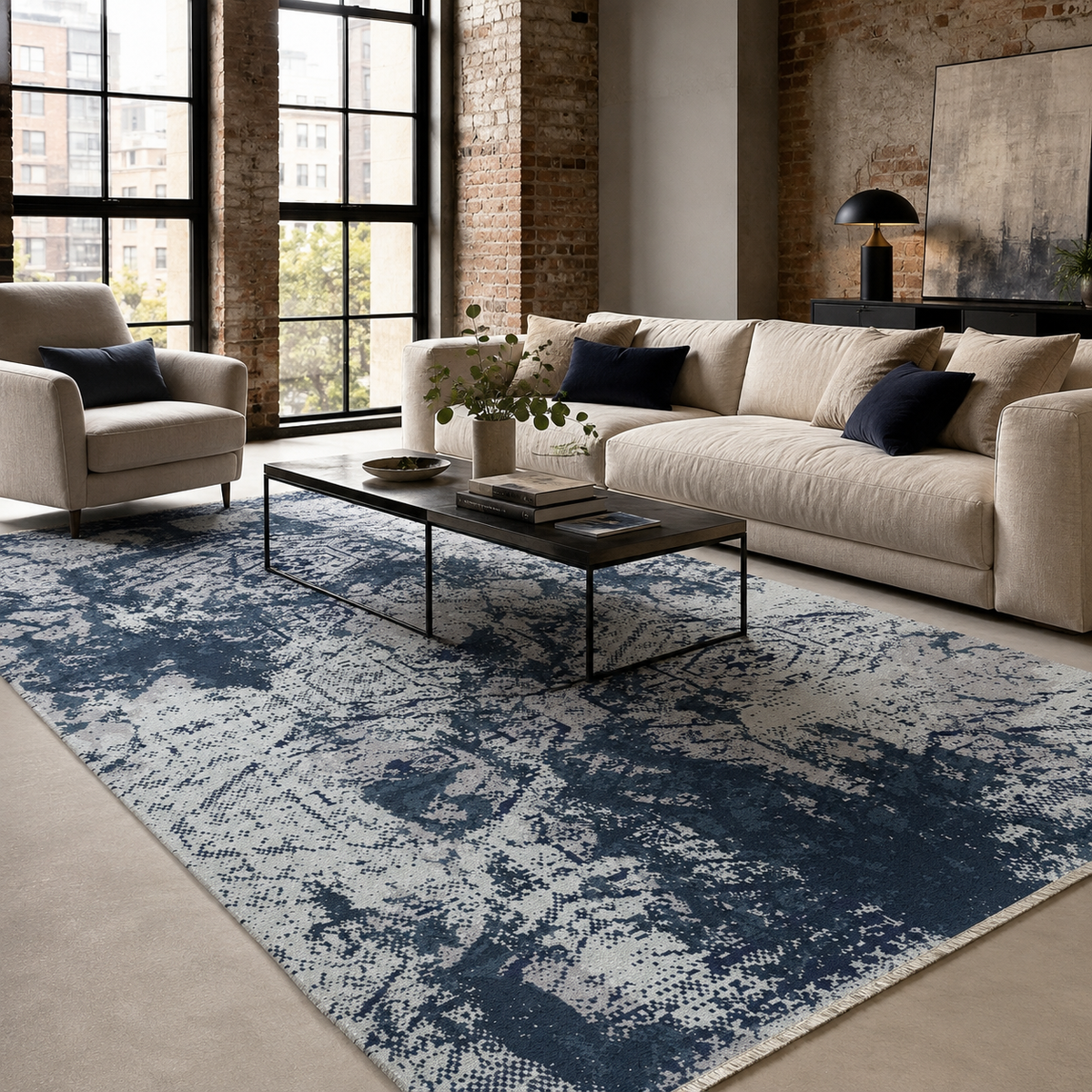 Oblique Denim – washable rug