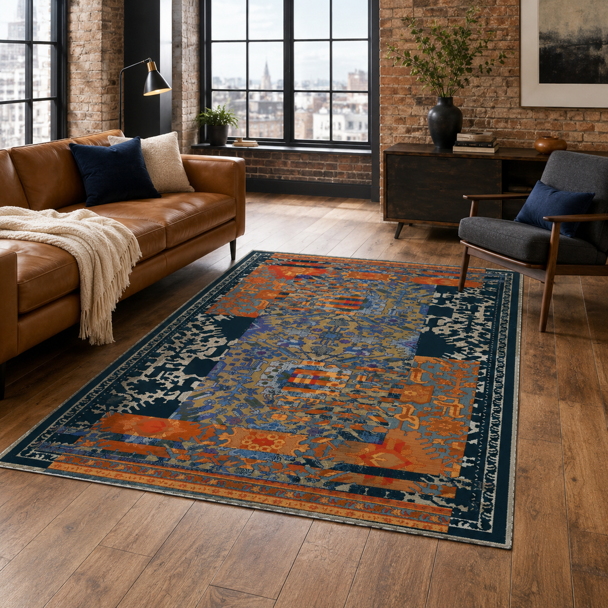 Heriz Indigo – washable rug
