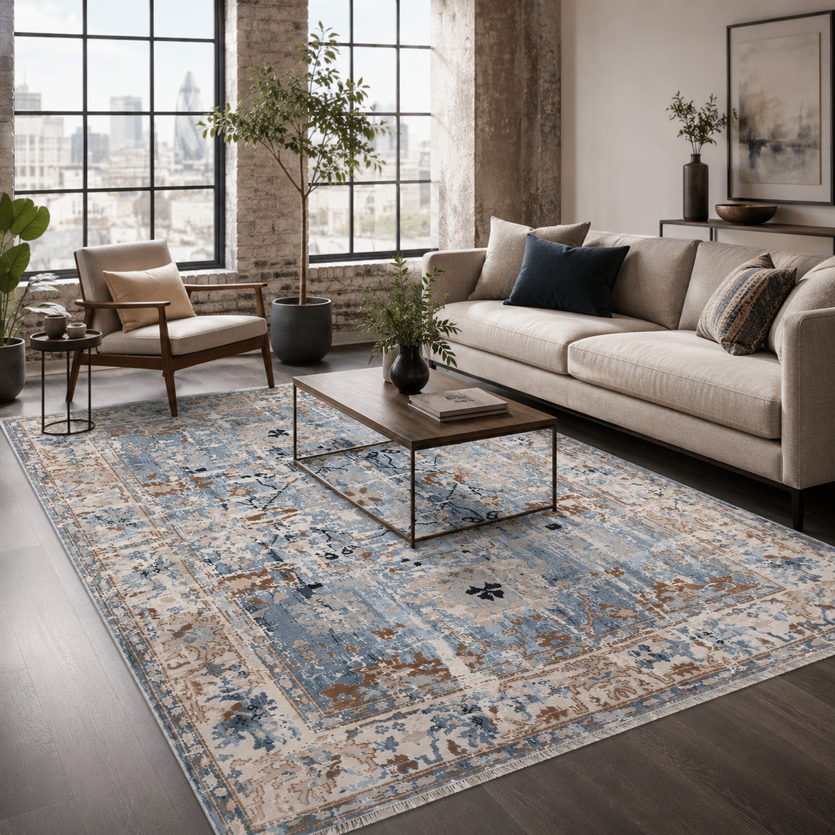 Shirvan Indigo – washable rug