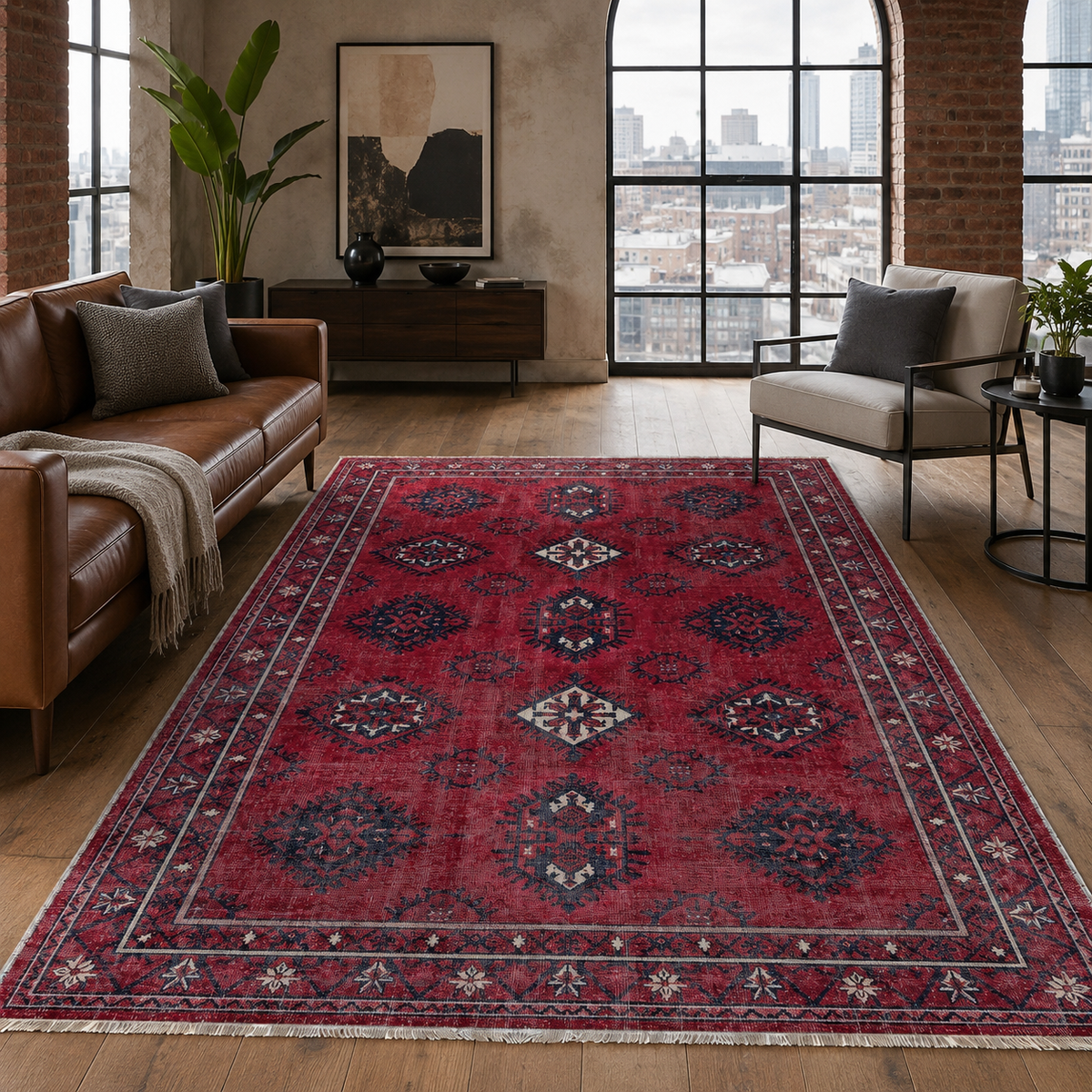 Antalya Rust Red – washable rug