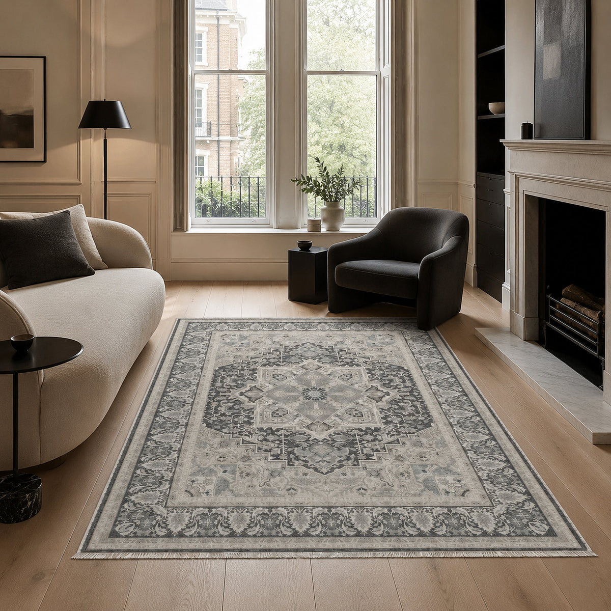 Zaronim Silver – washable rug