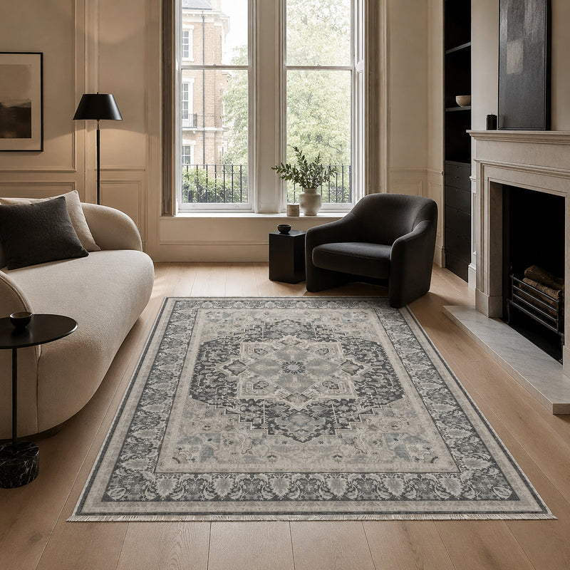 Zaronim Silver – washable rug